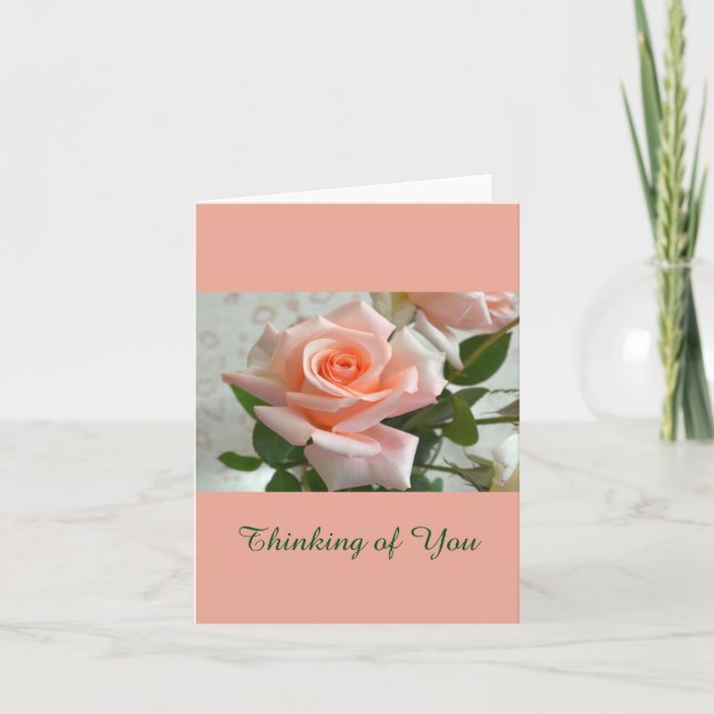 A Lovely Pink Rose Thinking of You Note Card (Front)