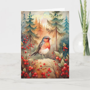 A lovely Robin in Autumn Card