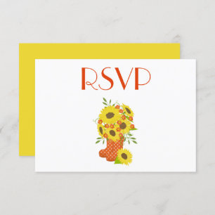 A lovely Rustic Sunflower RSVP Invitation