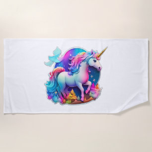A Lovely Unicorn Sticker Beach Towel