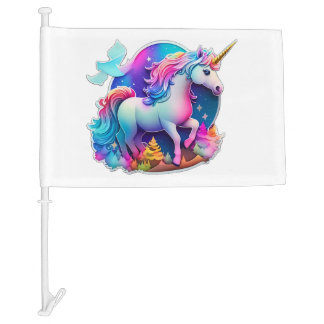 A Lovely Unicorn Sticker Car Flag