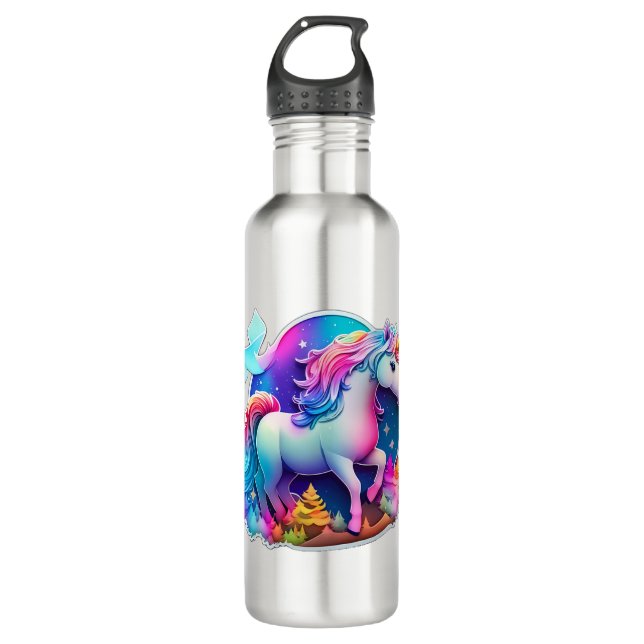 A Lovely Unicorn Sticker  Stainless Steel Water Bottle (Front)