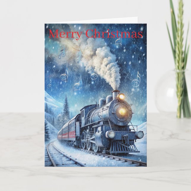 A Lovely Winter Scene With train Holiday Card (Front)