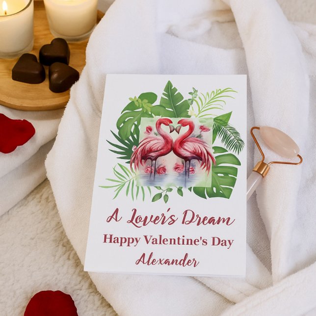 A Lover’s Dream Romantic Flamingo Valentine’s Card (Creator Uploaded)