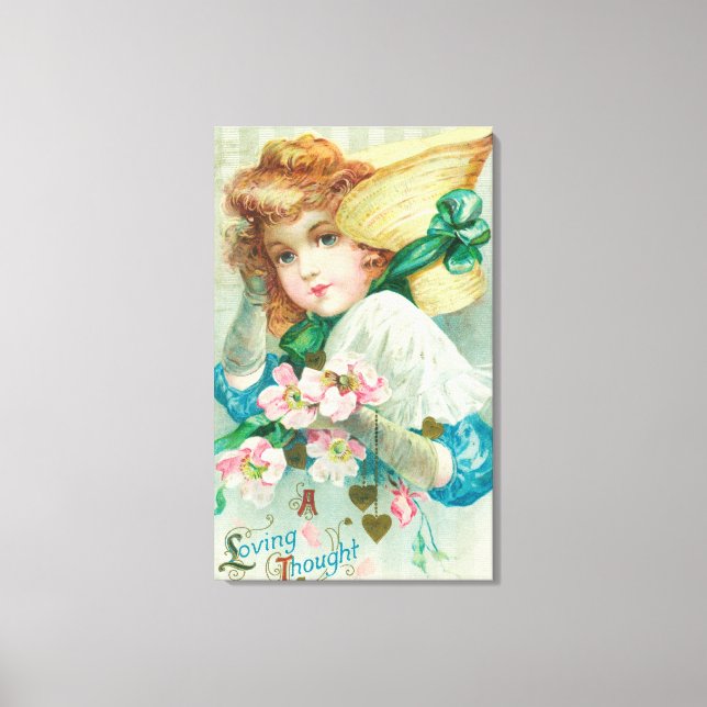 A Loving Thought Maiden with Bonnet Canvas Print (Front)