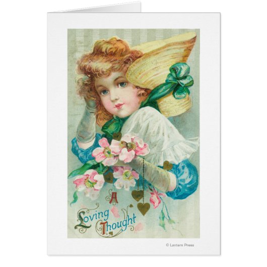A Loving Thought Maiden with Bonnet Cards (Front)