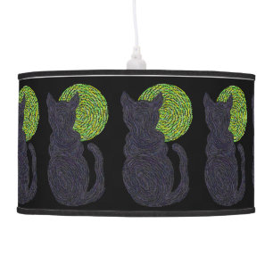 A Lucky Black Cat And The Moon Art Cat Lover Lamp