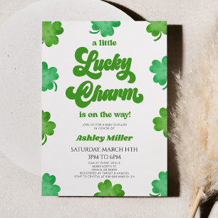 A Lucky Charm Green Clover Baby Shower Invitation