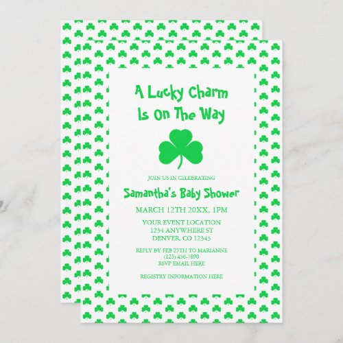 A Lucky Charm Is On The Way Baby Shower Invitation