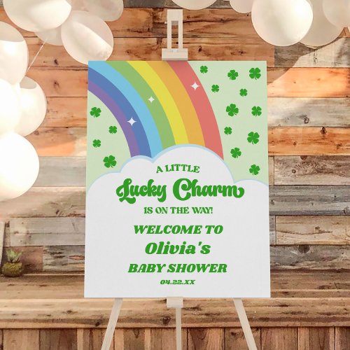 A Lucky Charm Rainbow Baby Shower Welcome Sign