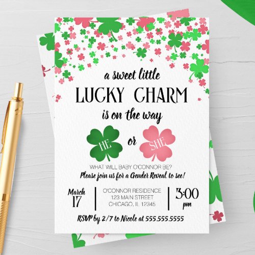 A Lucky Charm St Patricks Day Gender Reveal Party Invitation