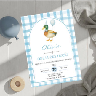 A Lucky Duck Blue Birthday Invitation