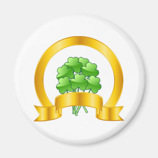 A Lucky Golden Horseshoe with green shamrocks Magnet