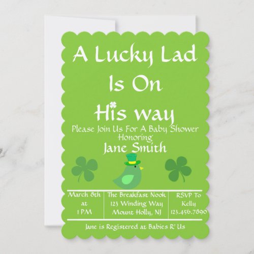 A Lucky Lad Is On His Way Invitation