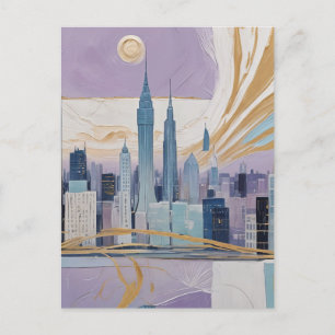 A Lunar Cityscape Holiday Postcard