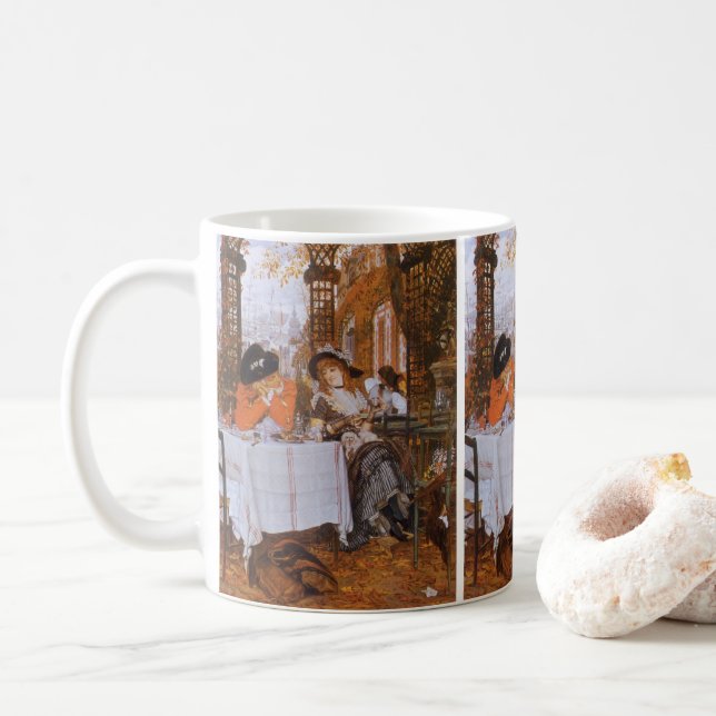 A Luncheon (Le Dejeuner) by James Tissot Coffee Mug (With Donut)