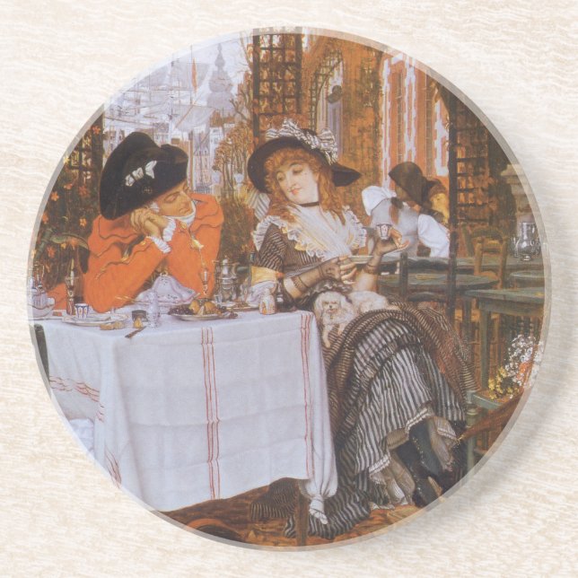 A Luncheon (Le Dejeuner) by James Tissot Sandstone Coaster (Front)