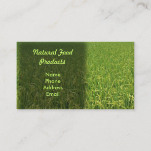 A lush green rice field business card