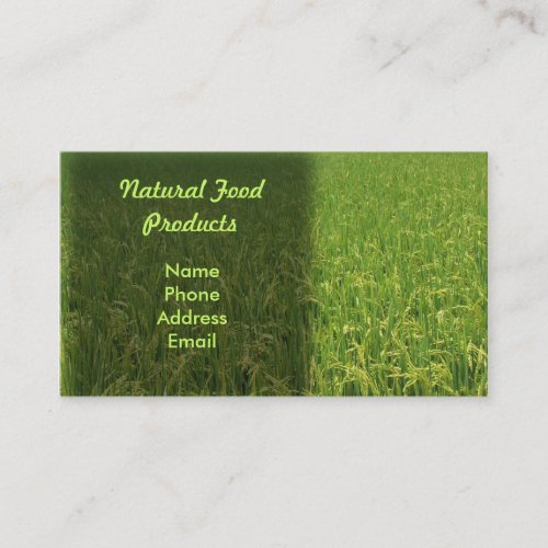 A lush green rice field business card template