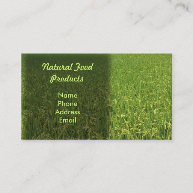 A lush green rice field business card (Front)