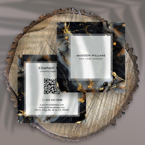 A luxurious black marble background square business card