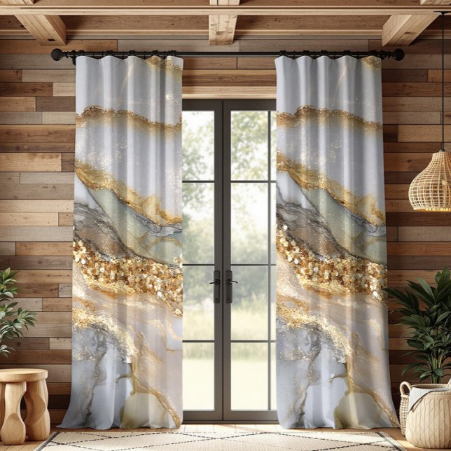 A luxurious gold and white marble background blackout curtains (Creator Uploaded)