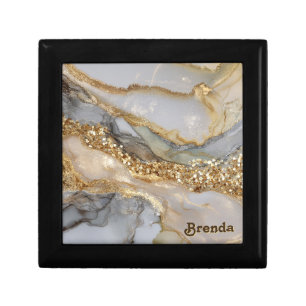 A luxurious gold and white marble background gift box