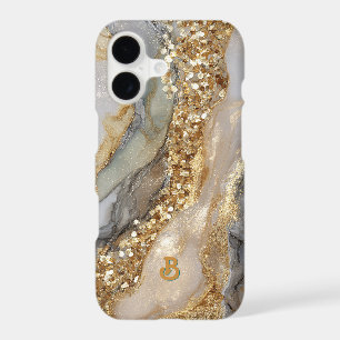 A luxurious gold and white marble background iPhone 17 case