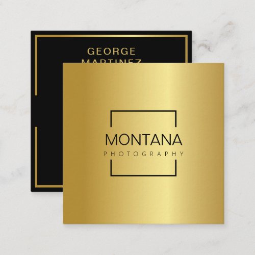 A luxurious golden with qr_code square business card