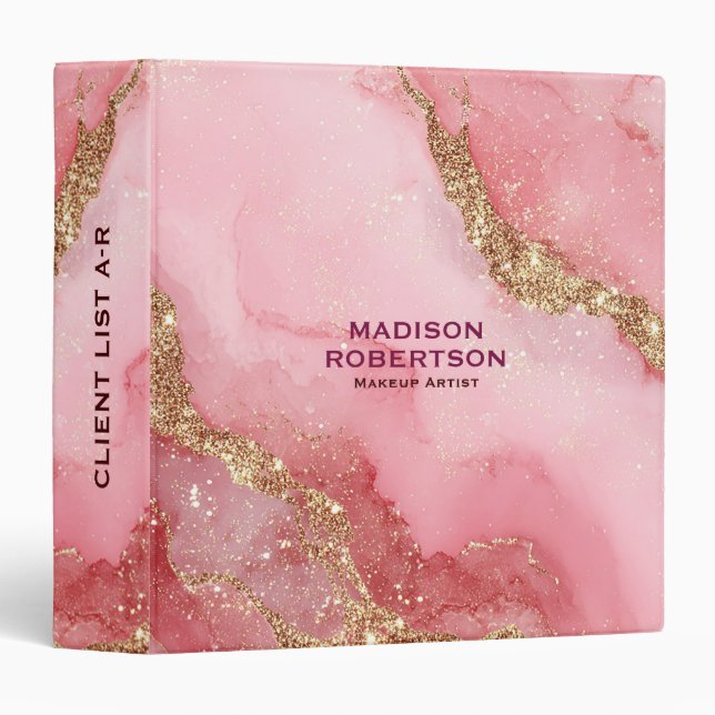 A luxurious pink marble background 3 ring binder (Front/Spine)