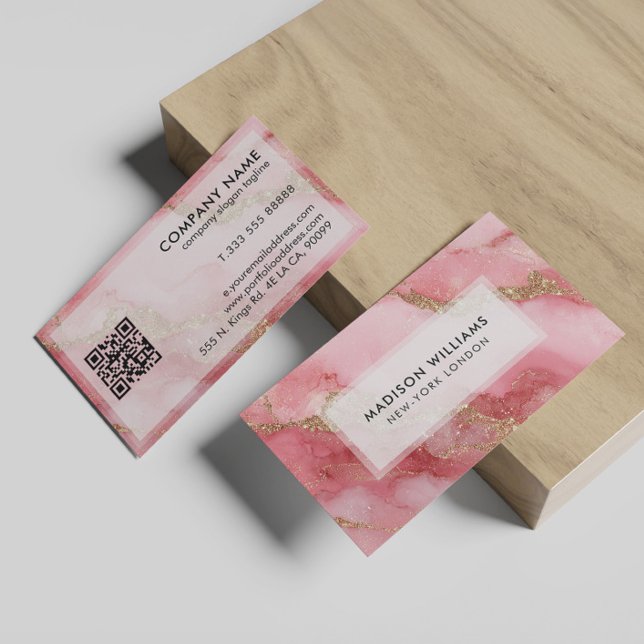 A luxurious pink marble background business card (Creator Uploaded)