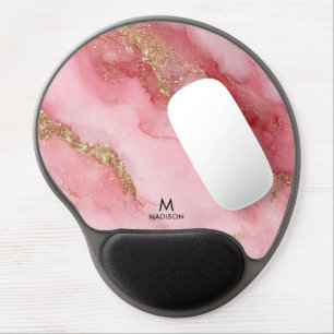 A luxurious pink marble background gel mouse pad