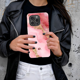 A luxurious pink marble background iPhone 16 pro case