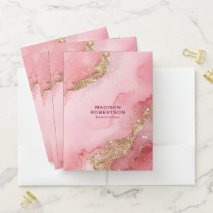A luxurious pink marble background pocket folder