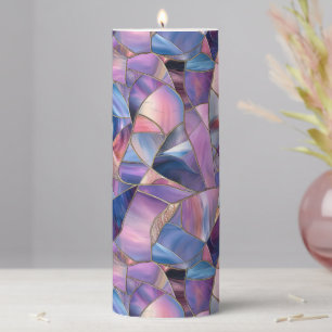 A luxurious Purple Tones Stained Glass Pattern Pillar Candle