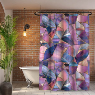 A luxurious Purple Tones Stained Glass Pattern Shower Curtain
