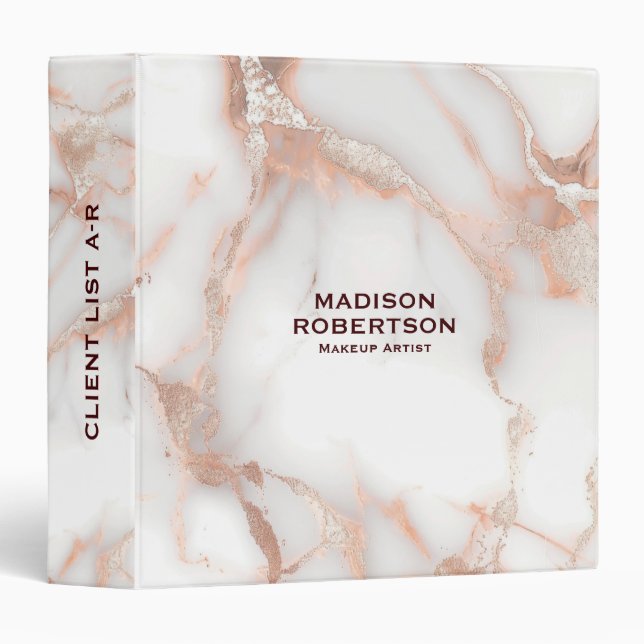 A luxurious rose-gold marble background 3 ring binder (Front/Spine)