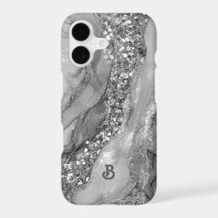 A luxurious silver and white marble background iPhone 17 case