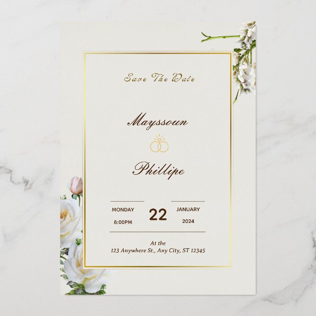 A LUXURY DIGITAL WEDDING INVITATION  FOIL INVITATION (Front)