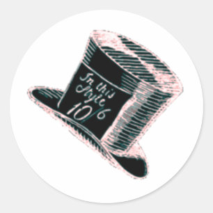 A Mad Hatter Hat in Black with Pink Tint Classic Round Sticker