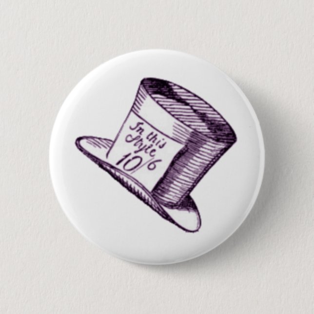 A Mad Hatter Hat with Purple Tint Button (Front)
