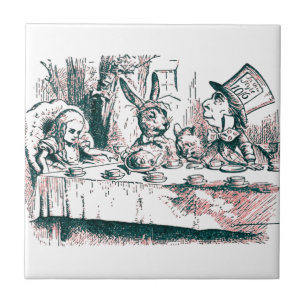 A Mad Tea Party Tenniel Pink Tint Ceramic Tile