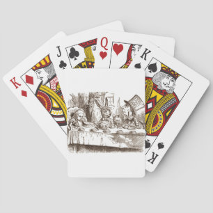 A Mad Tea Party Tenniel Sepia Poker Cards