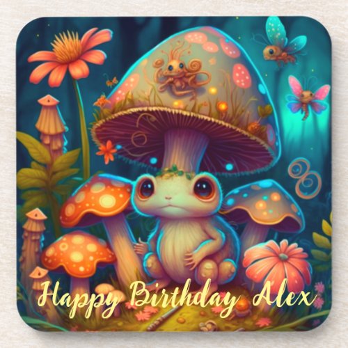 A magic frog in a magic forest   beverage coaster