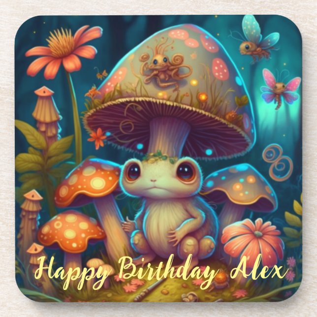 A magic frog in a magic forest   beverage coaster (Front)