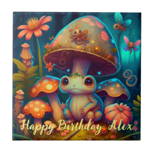 A magic frog in a magic forest ceramic tile