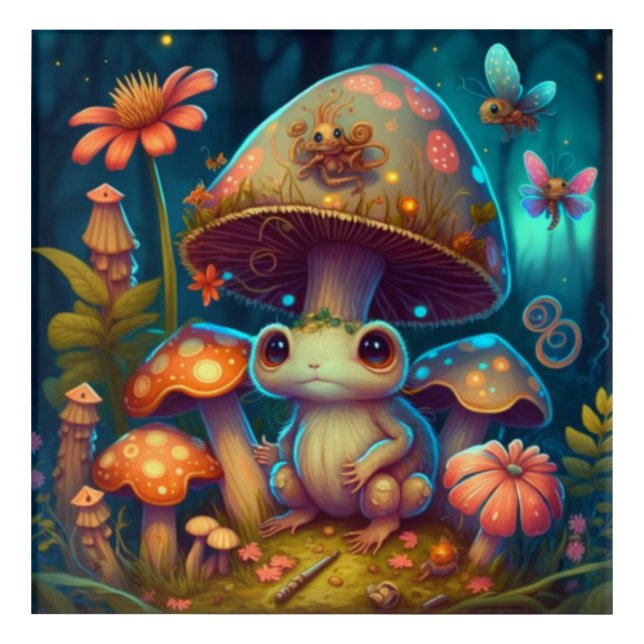 A magic mushroom frog            acrylic print (Front)
