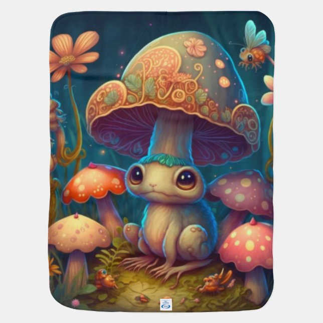 A magic mushroom frog         baby blanket (Back)
