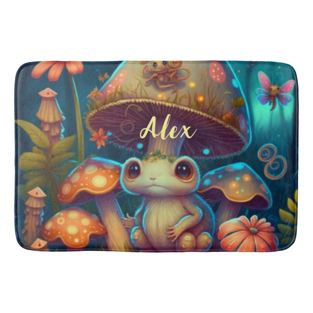 A magic mushroom frog   bath mat (Front)
