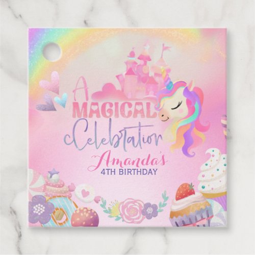 A magical celebration Unicorn Candyland Favor Tags